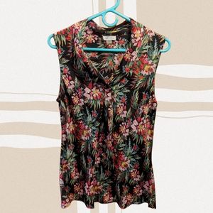 *NWT* Tahari by Arthur S Levine Floral Satin Tie-Front Blouse, Size M